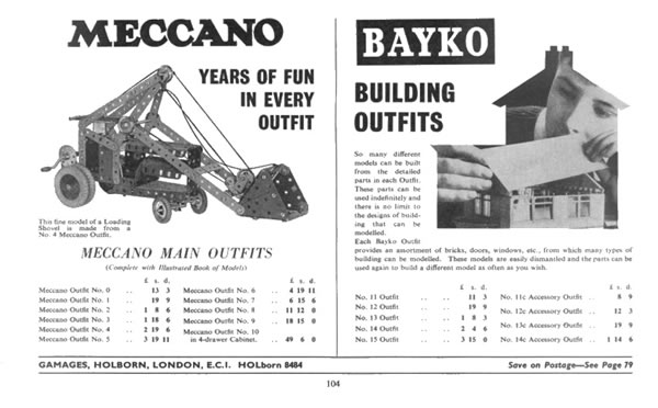 Page 90 of the 1963 'Model Book' from Gamages