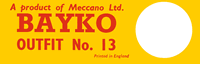 MECCANO era BAYKO Shelf Sticker for Set #13