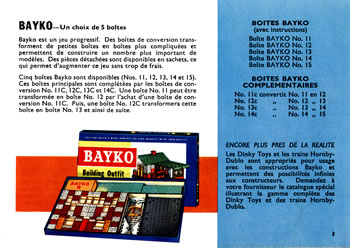 Right BAYKO page of 1963 Belgian French catalogue