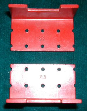 Two examples of the Straight Turret (Long) with the part number 23 differently orientated on each
